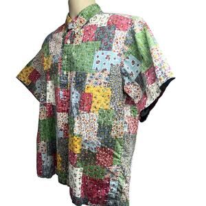 Reyn Spooner Floral Reverse Print Hawaiian Pullover Shirt Large Patchwork USA